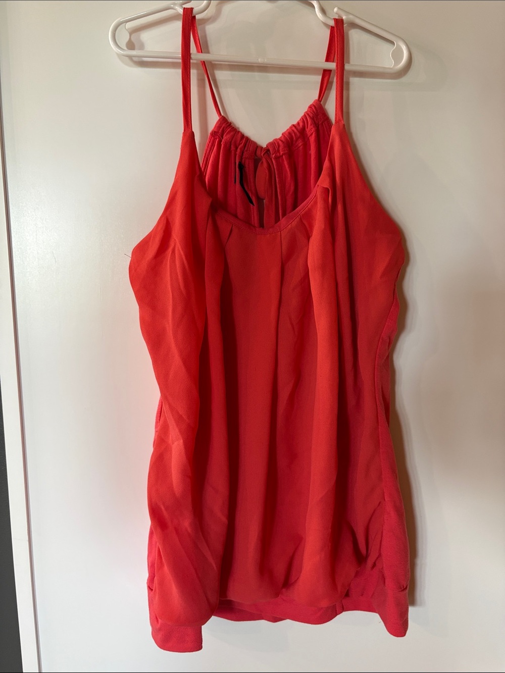 Women’s Coral Pleated Front Chiffon Sleeveless Tank Top